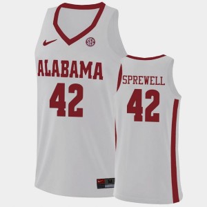 Mens Latrell Sprewell White Alabama Crimson Tide #42 College Basketball Hardwood Classics Jerseys 902983-621