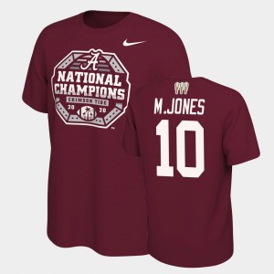 Mens Mac Jones Crimson Alabama Crimson Tide #10 3X CFP 2020 National Champions T-Shirt 735705-763