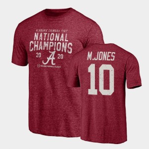 Men's Mac Jones Crimson Alabama Crimson Tide #10 Tri-Blend 2020 National Champions T-Shirt 879657-359