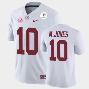 Men's Mac Jones White Alabama Crimson Tide #10 Champions 2021 Rose Bowl Jersey 596985-441