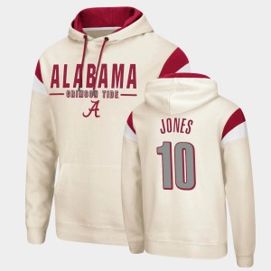 Men Mac Jones Cream Alabama Crimson Tide #10 Pullover Fortress Hoodie 857356-127