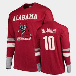 Men Mac Jones Crimson Alabama Crimson Tide #10 Football Long Sleeve Old School T-Shirt 401680-599