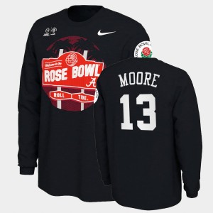 Men Malachi Moore Black Alabama Crimson Tide #13 Illustrated Long Sleeve 2021 Rose Bowl T-Shirt 266177-657