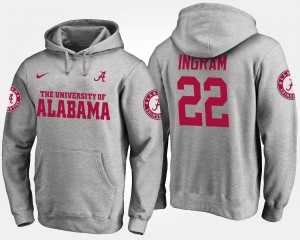 Men Mark Ingram Gray Alabama Crimson Tide #22 NCAA Name and Number Hoodie 314125-709