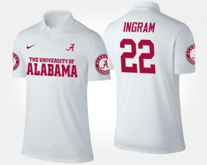 Mens Mark Ingram White Alabama Crimson Tide #22 University Name and Number Polo 632171-755