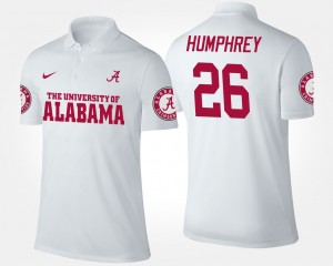 Men Marlon Humphrey White Alabama Crimson Tide #26 NCAA Name and Number Polo 239930-294