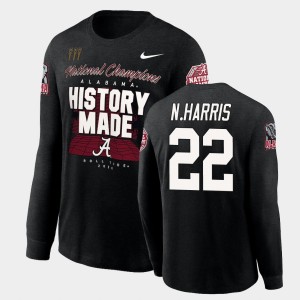 Mens Najee Harris Black Alabama Crimson Tide #22 History Made Long Sleeve 2020 National Champions T-Shirt 535092-988