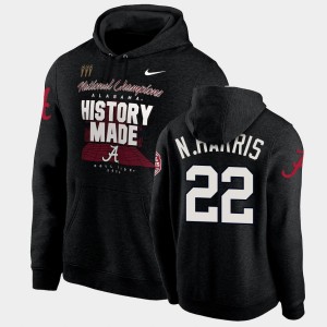Men's Najee Harris Black Alabama Crimson Tide #22 History Made Pullover 2020 National Champions Hoodie 191980-558