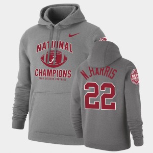 Mens Najee Harris Heathered Gray Alabama Crimson Tide #22 Retro Pullover 2020 National Champions Hoodie 533885-556