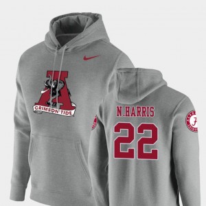 Men's Najee Harris Heathered Gray Alabama Crimson Tide #22 Pullover Vault Logo Club Hoodie 705615-561