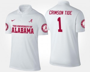 Mens White Alabama Crimson Tide #1 No.1 Short Sleeve Name and Number Polo 647816-522