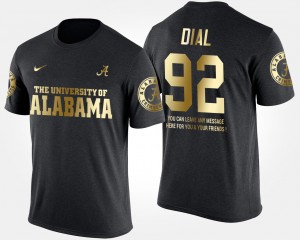 Mens Quinton Dial Black Alabama Crimson Tide #92 Short Sleeve With Message Gold Limited T-Shirt 452944-753