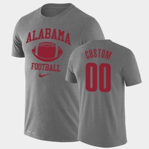 Men's Custom Heathered Gray Alabama Crimson Tide #00 Legend Performance Retro Football T-Shirt 786481-167