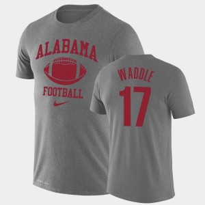 Men's Jaylen Waddle Heathered Gray Alabama Crimson Tide #17 Legend Performance Retro Football T-Shirt 876725-399