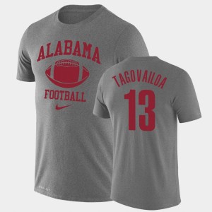 Men's Tua Tagovailoa Heathered Gray Alabama Crimson Tide #13 Legend Performance Retro Football T-Shirt 925075-789