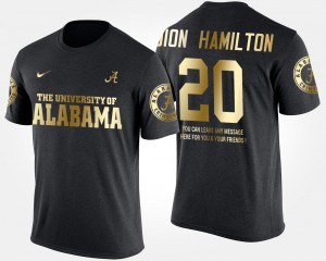Men Shaun Dion Hamilton Black Alabama Crimson Tide #20 Short Sleeve With Message Gold Limited T-Shirt 426589-809