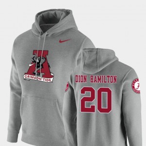 Men's Shaun Dion Hamilton Heathered Gray Alabama Crimson Tide #20 Pullover Vault Logo Club Hoodie 277858-452