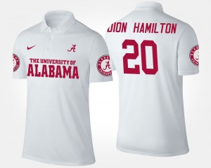 Men Shaun Dion Hamilton White Alabama Crimson Tide #20 High School Name and Number Polo 355845-116
