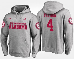 Mens T.J. Yeldon Gray Alabama Crimson Tide #4 Limited Name and Number Hoodie 989641-267