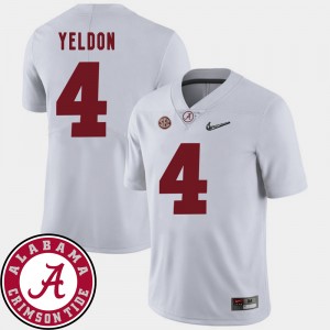 Men T.J. Yeldon White Alabama Crimson Tide #4 2018 SEC Patch College Football Jerseys 487639-202