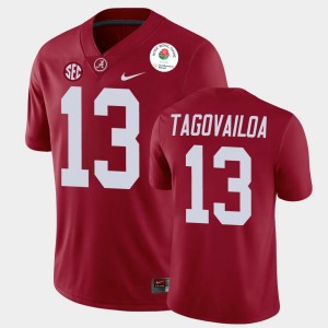 Mens Tua Tagovailoa Crimson Alabama Crimson Tide #13 College Football 2021 Rose Bowl Jersey 456161-848