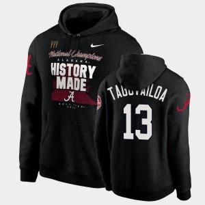 Men Tua Tagovailoa Black Alabama Crimson Tide #13 History Made Pullover 2020 National Champions Hoodie 155106-352