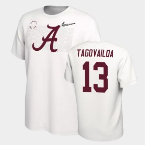 Mens Tua Tagovailoa White Alabama Crimson Tide #13 Playoff College Football T-Shirt 517390-624