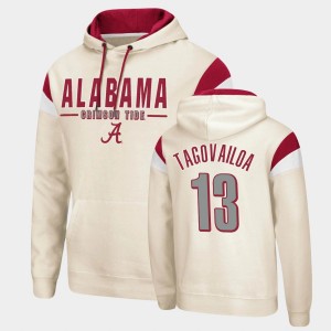 Men's Tua Tagovailoa Cream Alabama Crimson Tide #13 Pullover Fortress Hoodie 677116-306