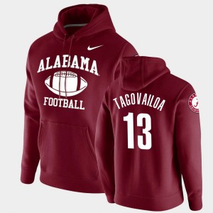 Mens Tua Tagovailoa Crimson Alabama Crimson Tide #13 Pullover Retro Football Hoodie 961526-809