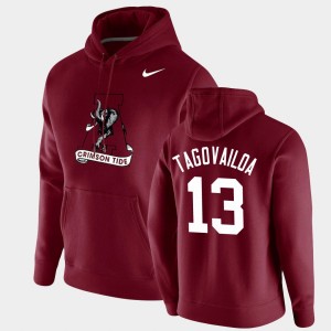 Men's Tua Tagovailoa Crimson Alabama Crimson Tide #13 Pullover Vintage School Logo Hoodie 572096-884