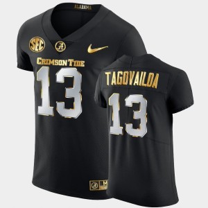 Men Tua Tagovailoa Black Alabama Crimson Tide #13 2020-21 Authentic Golden Edition Jersey 180631-652
