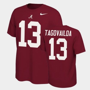 Men Tua Tagovailoa Crimson Alabama Crimson Tide #13 Name & Number Retro Name and Number T-Shirt 790277-107