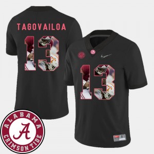 Mens Tua Tagovailoa Black Alabama Crimson Tide #13 Football Pictorial Fashion Jerseys 678003-469