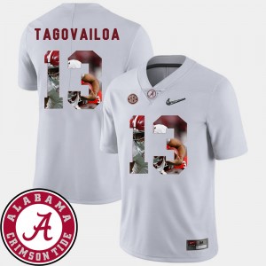 Mens Tua Tagovailoa White Alabama Crimson Tide #13 Football Pictorial Fashion Jerseys 298551-633