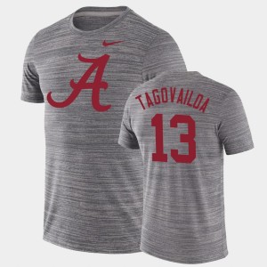 Men Tua Tagovailoa Charcoal Alabama Crimson Tide #13 Velocity Performance GFX Velocity T-Shirt 493553-379