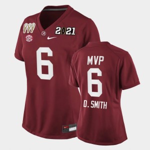 Women's DeVonta Smith Crimson Alabama Crimson Tide #6 Special Edition 3X CFP National Championship Jerseys 451904-122