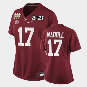 Womens Jaylen Waddle Crimson Alabama Crimson Tide #17 Special Edition 3X CFP National Championship Jerseys 645361-175