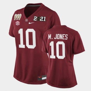 Women Mac Jones Crimson Alabama Crimson Tide #10 Special Edition 3X CFP National Championship Jerseys 925584-204