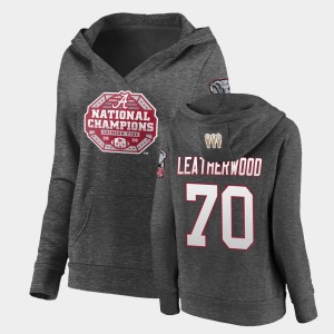 Womens Alex Leatherwood Charcoal Alabama Crimson Tide #70 Pullover V-Neck 2020 National Champions Hoodie 352411-910