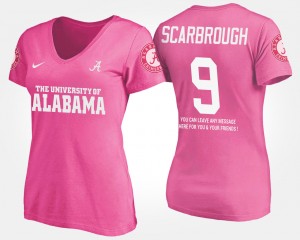 Women's Bo Scarbrough Pink Alabama Crimson Tide #9 With Message Name and Number T-Shirt 966697-880