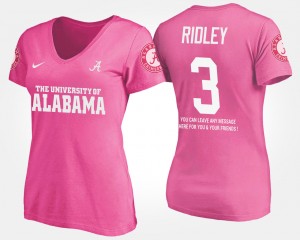 Womens Calvin Ridley Pink Alabama Crimson Tide #3 With Message Name and Number T-Shirt 346484-269