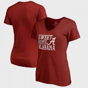 Women Crimson Alabama Crimson Tide Hometown Collection Sweet Home Alabama V-Neck Bowl Game T-Shirt 973085-153