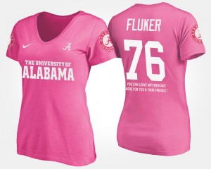 Women's D.J. Fluker Pink Alabama Crimson Tide #76 With Message Name and Number T-Shirt 795677-866
