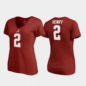 Women's Derrick Henry Crimson Alabama Crimson Tide #2 V-Neck College Legends T-Shirt 668375-335