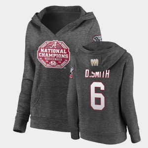 Women DeVonta Smith Charcoal Alabama Crimson Tide #6 Pullover V-Neck 2020 National Champions Hoodie 158017-262