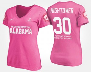 Women Dont'a Hightower Pink Alabama Crimson Tide #30 With Message Name and Number T-Shirt 412621-794
