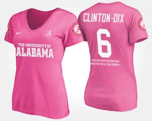 Womens Ha Ha Clinton-Dix Pink Alabama Crimson Tide #6 With Message Name and Number T-Shirt 775594-328