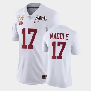 Women's Jaylen Waddle White Alabama Crimson Tide #17 Limited 3X CFP National Championship Jerseys 357236-778