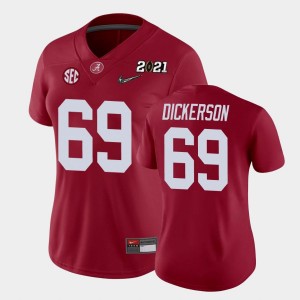 Women Landon Dickerson Crimson Alabama Crimson Tide #69 College Football 2021 National Championship Jersey 148231-258
