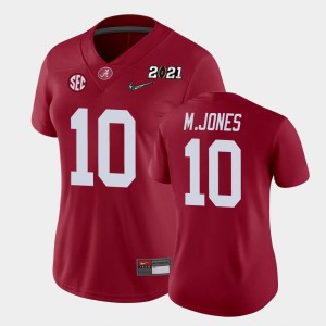 Women Mac Jones Crimson Alabama Crimson Tide #10 College Football 2021 National Championship Jersey 862682-705